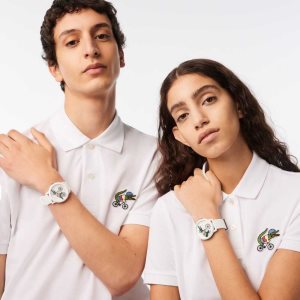 Lacoste 12.12 x Netflix Sex Education 3 Hands Silicona Blancas | 5632-VSWLM