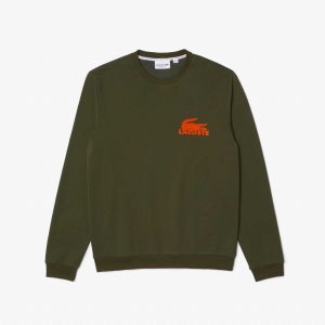 Lacoste Algodon Fleece Lounge Kaki Verde Naranjas | 6425-GSZWM