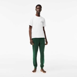 Lacoste Algodon Jersey Pajama Set Blancas Verde | 5247-GEZDP