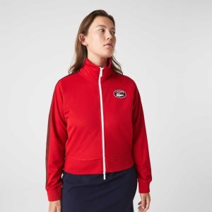 Lacoste Badge Pique Zippered Rojas | 3862-QHJCR