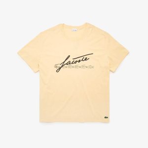 Lacoste Big Fit Signature Print Amarillo | 1876-MLAYV