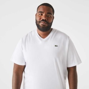 Lacoste Big Fit V-Neck Jersey Blancas | 6278-DHSLC