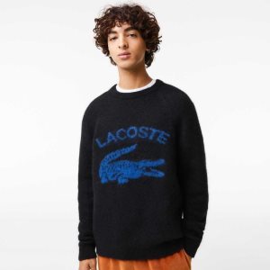 Lacoste Branded Contrast Crocodile Blend Alpaca Negras Azules | 5142-YXEND