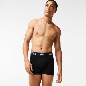 Lacoste Branded Contrast Crocodile Boxer Brief 3-Pack Negras Rojas Blancas | 0418-HBCFE