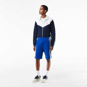 Lacoste Brushed Fleece Colorblock Azules Azul Marino Azules Blancas | 9750-YIOAT