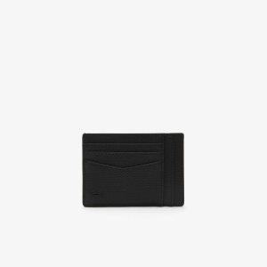 Lacoste Chantaco Calfskin Cuero Card Holder Negras | 4671-SRCKH