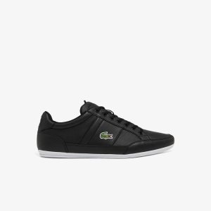 Lacoste Chaymon Cuero Negras Blancas | 0849-XYEOU