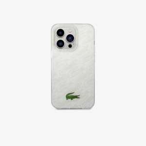 Lacoste Checkerboard Print iPhone 14 Pro Max Blancas | 3076-NWCPZ