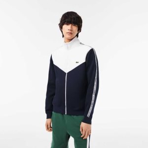 Lacoste Classic Fit Colorblock Zipped Azul Marino Azules Blancas | 2153-MODHF