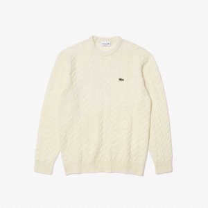 Lacoste Classic Fit Lana Cable Knit Blancas | 7256-COQMS