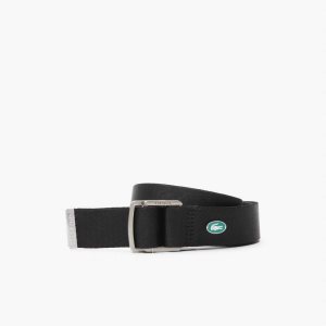 Lacoste Contrast Crocodile Lona Belt Negras | 3541-AUKXV