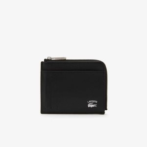 Lacoste Contrast Inscription Zip Card Holder Negras | 7549-UBPHR