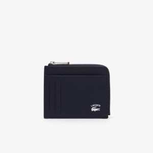 Lacoste Contrast Inscription Zip Card Holder Azul Marino | 8241-KEWQI