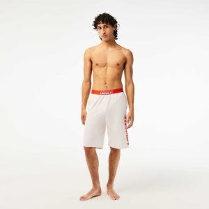 Lacoste Contrast Logo Waistband Shorts Beige | 6145-MSLVJ