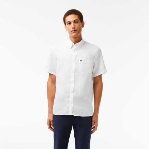 Lacoste Corta Sleeve Linen Blancas | 7520-ZDHGI