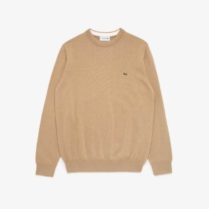 Lacoste Crew Neck Algodon Beige | 9514-KCZPN