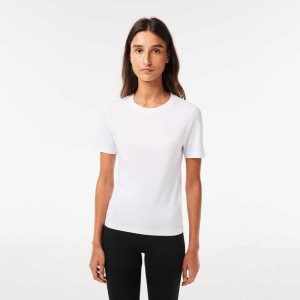 Lacoste Crew Neck Algodon Blend T-Shirt Blancas | 7253-ICTQB