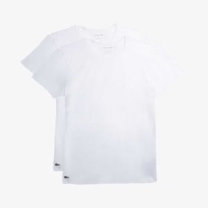 Lacoste Crew Neck Algodon Lounge T-Shirt 2-Pack Blancas | 6190-ANQWP