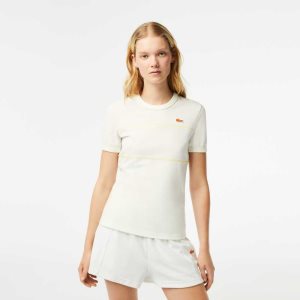 Lacoste Crew Neck French Made Organic Algodon Pique T-Shirt Blancas | 1380-SGBYL