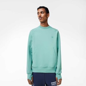 Lacoste Crew Neck Kangaroo Pocket Algodon Blend Verde Menta | 4790-FIULP