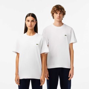 Lacoste Crew Neck Organic Algodon Blancas | 4921-PGRJI