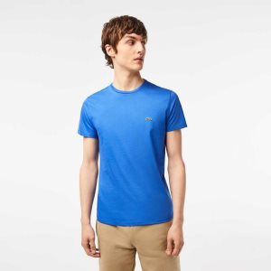 Lacoste Crew Neck Pima Algodon Jersey Azules | 4750-HDZGB