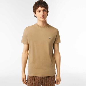 Lacoste Crew Neck Pima Algodon Jersey Beige | 6754-FELIH