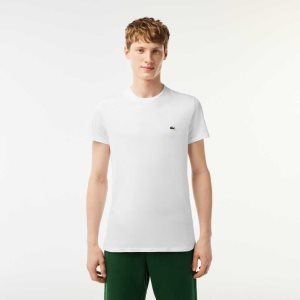 Lacoste Crew Neck Pima Algodon Jersey Blancas | 6347-RBNIF