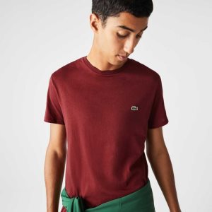 Lacoste Crew Neck Pima Algodon Jersey Burdeos | 7453-EIFTG