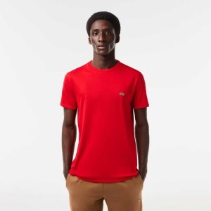 Lacoste Crew Neck Pima Algodon Jersey Rojas | 7532-ZOWJU