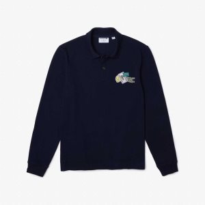 Lacoste Crocodile Comic Badge Azul Marino Azules | 9756-QVLTA