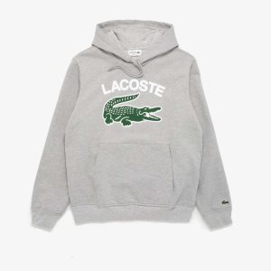 Lacoste Crocodile Print Hoodie Gris Blancas Verde | 2079-VURLA