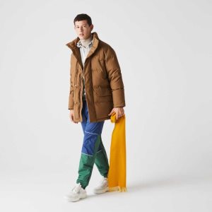 Lacoste Detachable Hood Long Puffer Coat Marrones | 4825-PKBMO