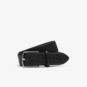 Lacoste Engraved Hebilla Pique Lona Belt Negras | 9374-JFYON