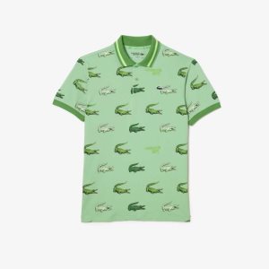 Lacoste Golf Crocodile Print Verde Amarillo | 7290-BEGAK