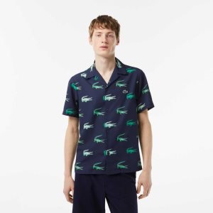 Lacoste Golf Printed Corta-Sleeve Azul Marino Azules | 2534-MJASC