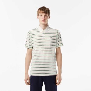 Lacoste Golf Recycled Polyester Stripe Blancas Beige Azul Marino Azules Verde | 9085-UWLEY