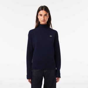 Lacoste High-Neck Lana Azul Marino Azules | 5286-CWZEA