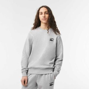 Lacoste Inscription Crew Neck Gris | 1583-YDXWG