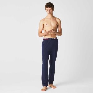 Lacoste Jersey Three-Tone Waistband Pajama Pants Azul Marino Azules | 3012-VMQXP