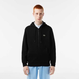 Lacoste Kangaroo Pocket Fleece Zipped Negras | 3270-HUINW