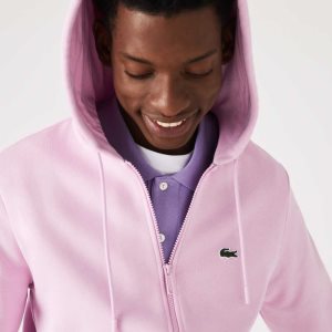 Lacoste Kangaroo Pocket Fleece Zipped Rosas | 7392-ZGBNF