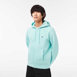 Lacoste Kangaroo Pocket Fleece Zipped Verde Menta | 8034-LQEZX