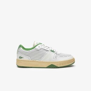 Lacoste L001 Cuero Heel Pop Blancas Verde | 8524-YFAIE