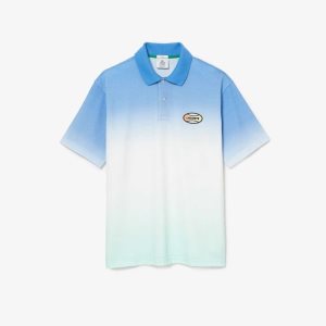 Lacoste LIVE Loose Fit Gradated Print Algodon Azules Blancas Turquesa | 6031-WNQHR