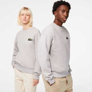 Lacoste Loose Fit Crocodile Badge Gris | 2045-HMRPL