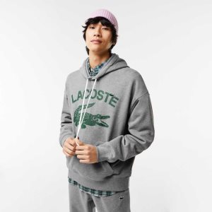 Lacoste Loose Fit Crocodile Encapuchado Gris | 5438-OHFSP