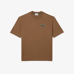 Lacoste Loose Fit Large Crocodile Organic Algodon Marrones Claro | 5793-YWDXJ