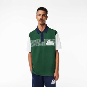 Lacoste Loose Fit Organic Algodon Verde Blancas Azul Marino Azules | 3564-KGUVE