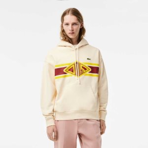 Lacoste Loose Fit Printed Hoodie Blancas | 6937-PMOTF